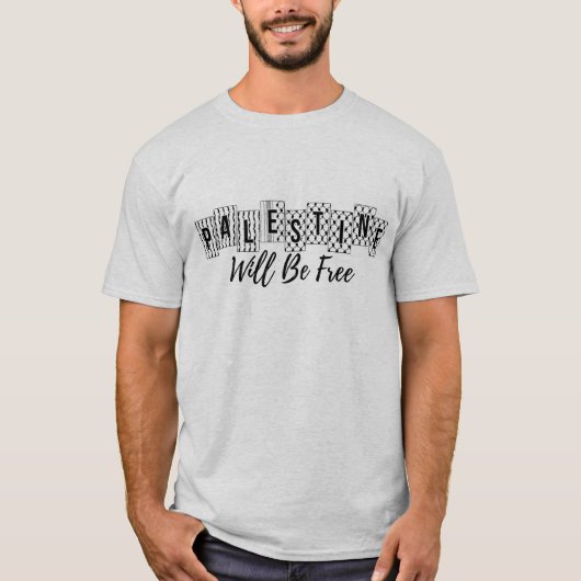 Palestina zal vrije Palestijnse Arabische Kufiya z T-shirt (Voorkant)