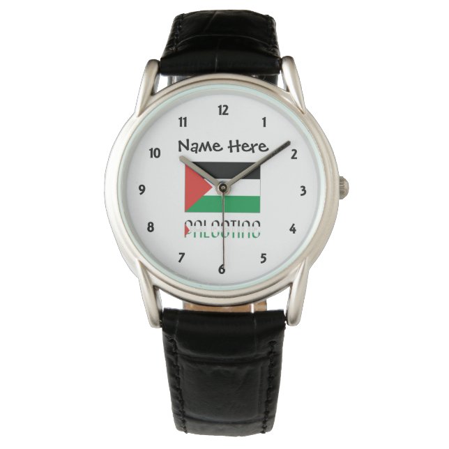 Palestine and Palestinian Flag with Your Name Horloge (Voorkant)