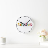PALESTINE Arabisch Naam Colorful Canvas tas Watch Ronde Klok (Huis)