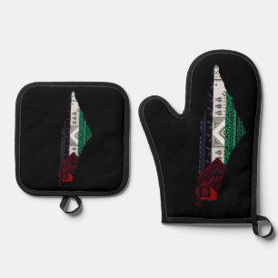 Palestine Borduurwerk tatreez Patroon vlag kaart g Ovenwant & Pannenlap Set
