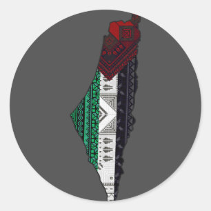 Palestine Borduurwerk tatreez Patroon vlag kaart g Ronde Sticker
