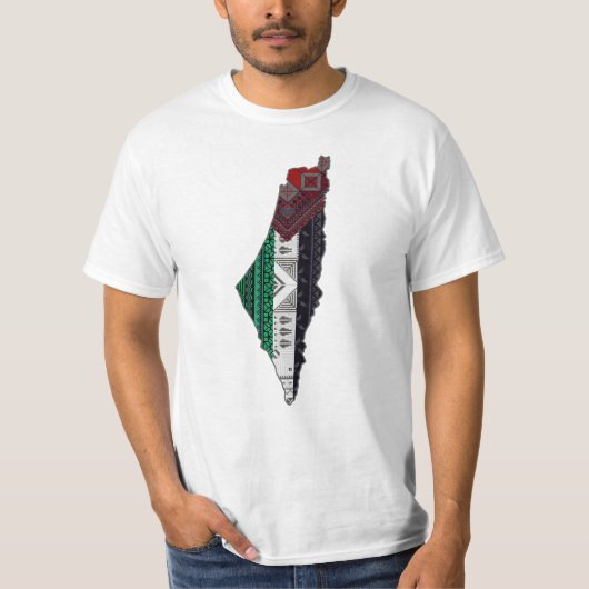 Palestine Borduurwerk tatreez Patroon vlag kaart g T-shirt (Voorkant)