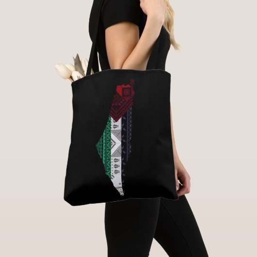 Palestine Borduurwerk tatreez Patroon vlag kaart g Tote Bag (Dichtbij)