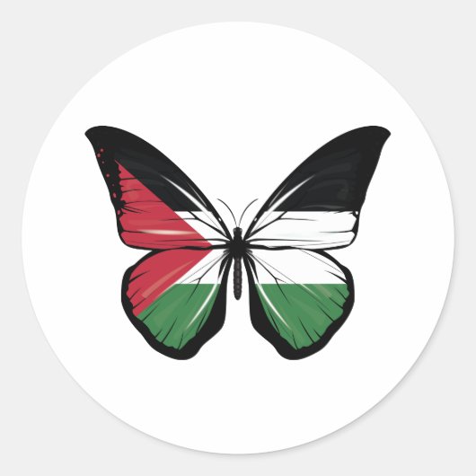 Palestine Butterfly-vlag Ronde Sticker (Voorkant)
