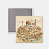 Palestine City Illustratie Magneet (Voorkant / Achterkant)