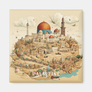 Palestine City Illustratie Magneet