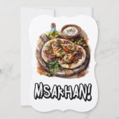 Palestine Cuisine Msakhan Olijfolie- مسخنفسلط ي ن Kaart (Voorkant)