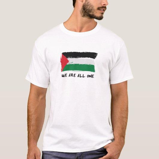 Palestine Flag Brush Art - We zijn allemaal één T-shirt (Voorkant)