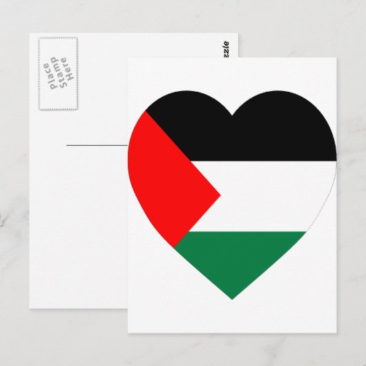 Palestine Flag Heart Briefkaart (Voorkant / Achterkant)