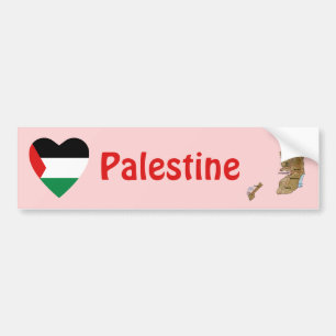 Palestine Flag Heart + Map Bumpersticker