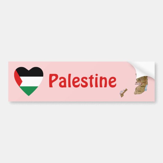 Palestine Flag Heart + Map Bumpersticker (Voorkant)