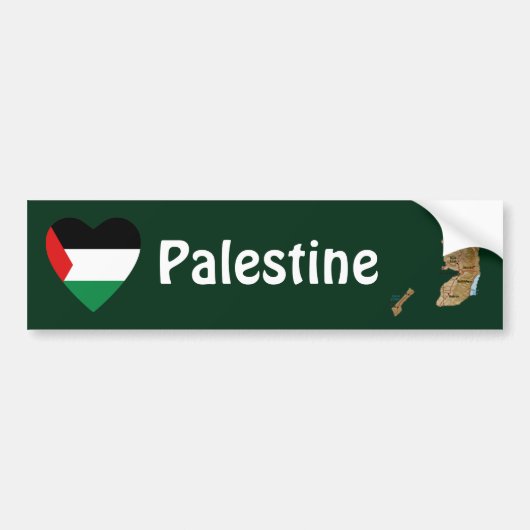 Palestine Flag Heart + Map Bumpersticker (Voorkant)