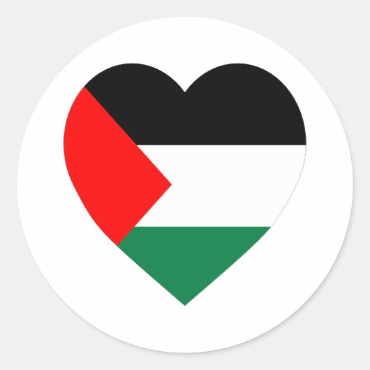 Palestine Flag Heart Ronde Sticker (Voorkant)