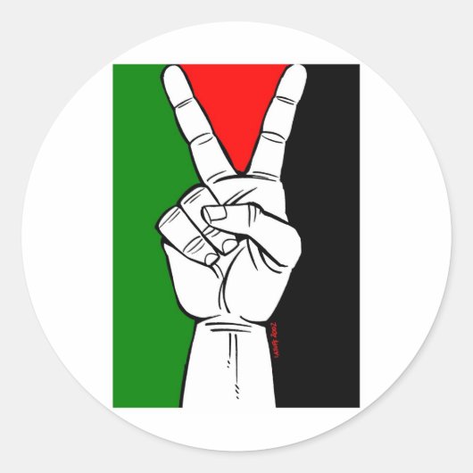 PALESTINE FLAG PEACE SIGN RONDE STICKER (Voorkant)