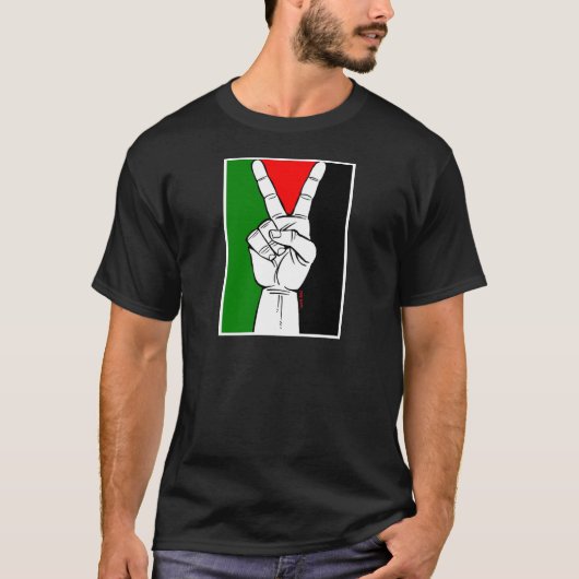 PALESTINE FLAG PEACE SIGN T-SHIRT (Voorkant)