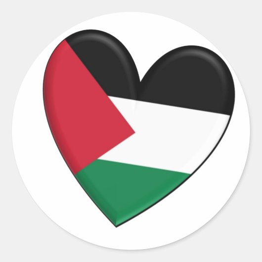 Palestine Heart Flag Ronde Sticker (Voorkant)