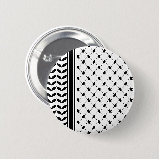 Palestine Keffiyeh Patroon Sjaal Ronde Button 5,7 Cm (Voorkant /achterkant)