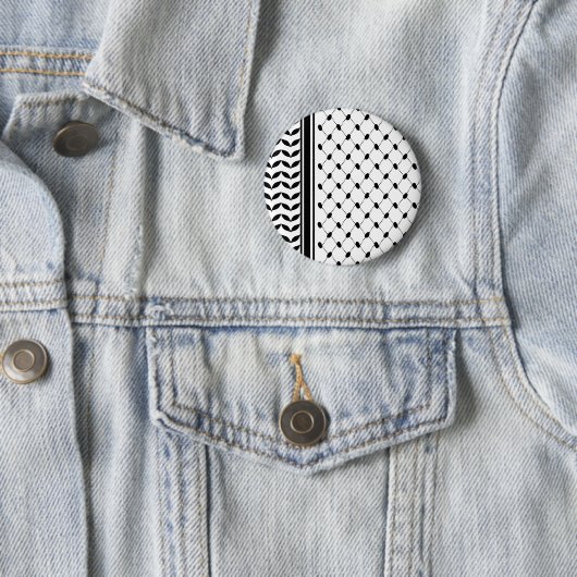 Palestine Keffiyeh Patroon Sjaal Ronde Button 5,7 Cm (In situ)