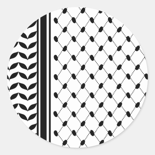 Palestine Keffiyeh Patroon Sjaal Ronde Sticker (Voorkant)
