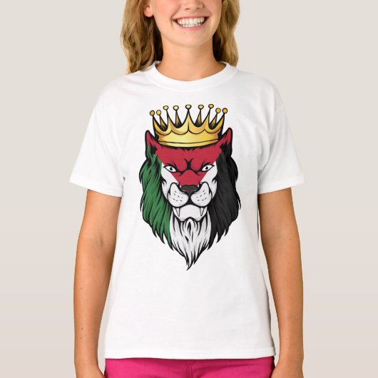 Palestine Lion King Flag T-shirt (Voorkant)