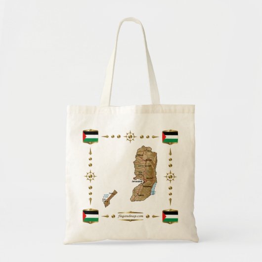 Palestine Map + Flags Bag Tote Bag (Voorkant)