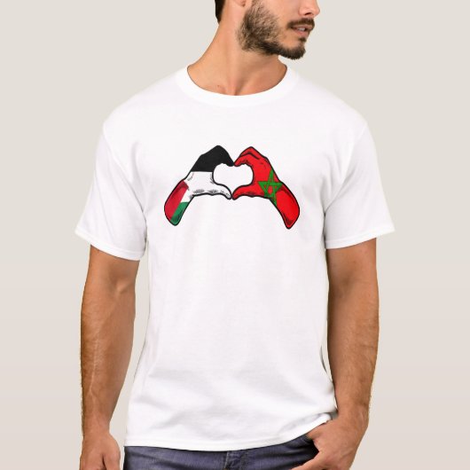 Palestine Morocco Flag - Palestinian Moroccan Hear T-shirt (Voorkant)
