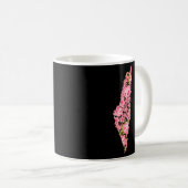 Palestine Palestinian Flowered Map Koffiemok (Voorkant rechts)