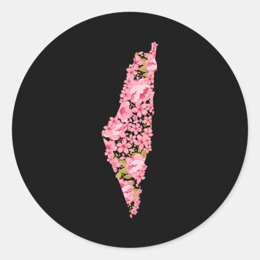 Palestine Palestinian Flowered Map Ronde Sticker (Voorkant)