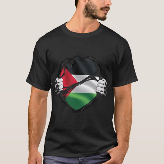 Palestine Pure Roots Flag Black T-shirt (Voorkant)