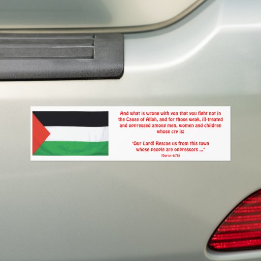 PALESTINE Qur'an 4:75 Bumpersticker (Op auto)