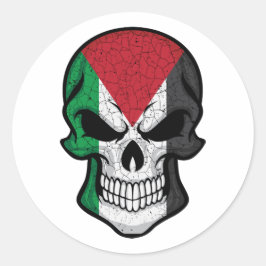 Palestine Smiling Skull Flag Ronde Sticker