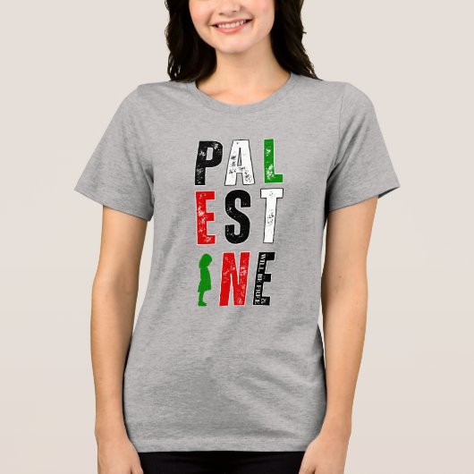 PALESTINE Solidarity T-shirt – Distressed Bold (Voorkant)