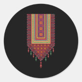 Palestine Tatreez Ronde Sticker (Voorkant)