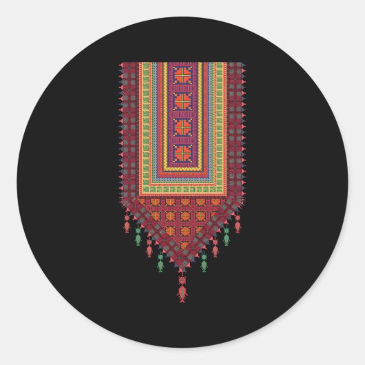Palestine Tatreez Ronde Sticker (Voorkant)