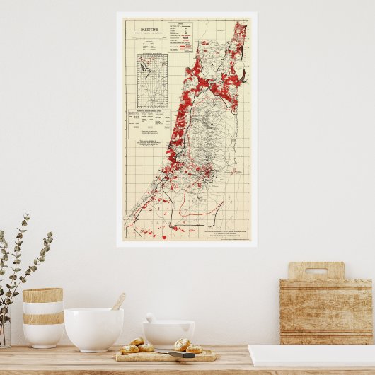 Palestine Village Map 1949 Poster (Keuken)