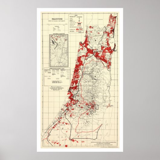 Palestine Village Map 1949 Poster (Voorkant)