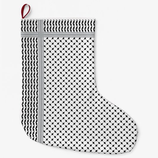 Palestinian Black & White Keffiyeh Stocking Grote Kerstsok (Voorkant)