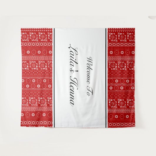 Palestinian Pattern Henna Photobooth Backdrop Wandkleed (Voorkant (horizontaal))