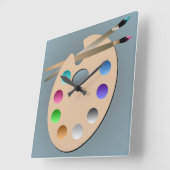 Palet en wandklok van het penseel van kunstenaars (Hoek)