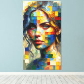 Palet Portret: Chromatische Blik Canvas Afdruk (Insitu (Houten vloer))