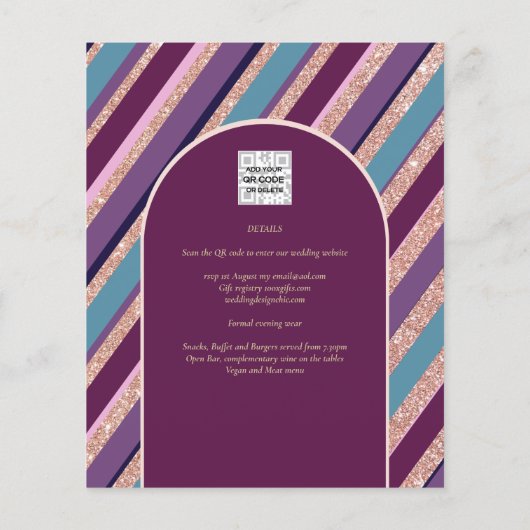 Palet Pruim Paars Turquoise Roze Goud Bruiloft (Achterkant)