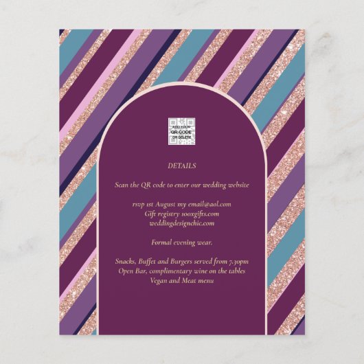 Palet Pruim Paars Turquoise Roze Goud Bruiloft (Achterkant)