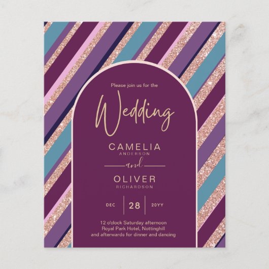 Palet Pruim Paars Turquoise Roze Goud Bruiloft (Voorkant)