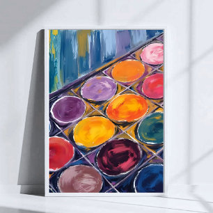 Palet van een schilder Aquarel kunstschilder Poster