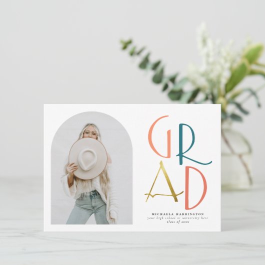 Palette | Blauwgroen & Gold Arch & Afstudeerder Fo Kaart (Staand voorkant)