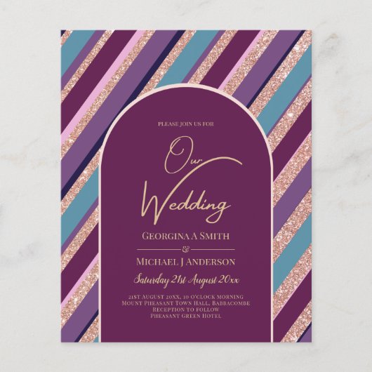 Palette Plum Paarse Turquoise Roos Gold Wedding (Voorkant)