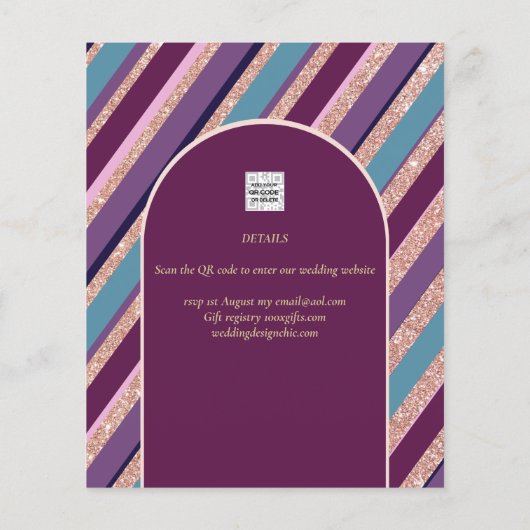 Palette Plum Paarse Turquoise Roos Gold Wedding (Achterkant)