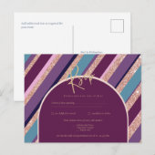 Palette Plum Paarse Turquoise Roos Gold Wedding Briefkaart (Voorkant / Achterkant)