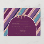Palette Plum Paarse Turquoise Roos Gold Wedding Briefkaart (Voorkant)