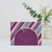 Palette Plum Paarse Turquoise Roos Gold Wedding Briefkaart (Staand voorkant)